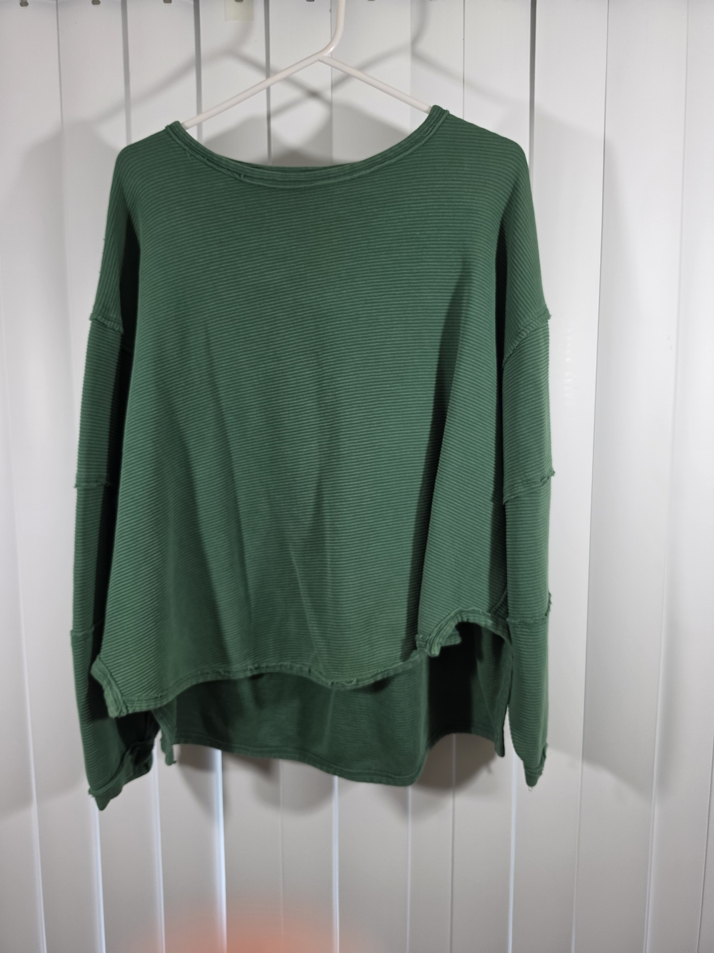 Free People Forest Green Ribbed Long-Sleeve Pullover